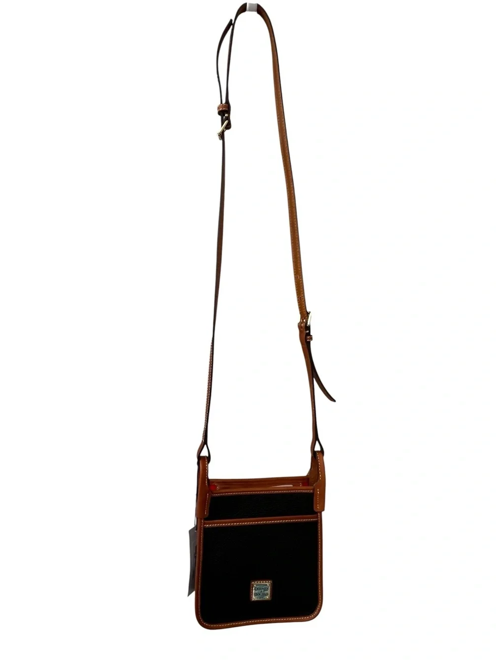 Dooney & Bourke Black Pebble Grain Leather Letter Carrier Crossbody Bag